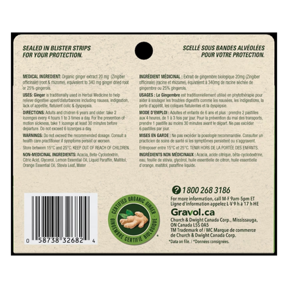 Pastilles de source naturelle Gravol Gingembre