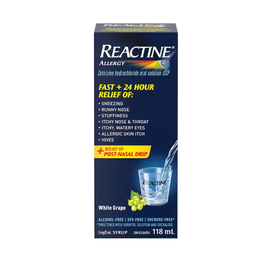 Médicament liquide Reactine contre les allergies