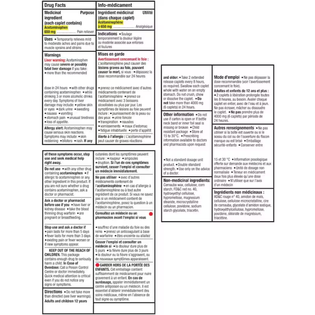 Tylenol Soulagement des douleurs musculaires et corporelles - 650 mg
